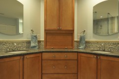 Sherwood Double Sink With Brown Wood Bas